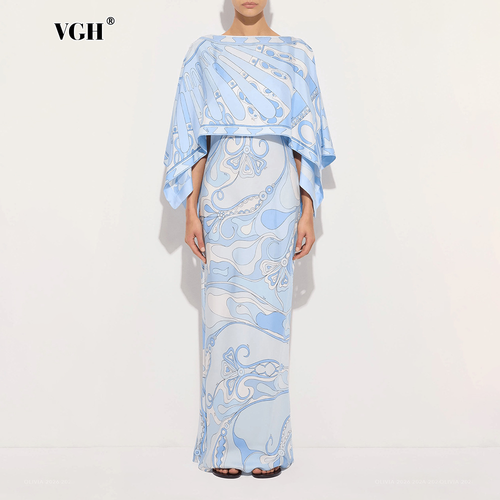 Formal Attire Woman - VGH Açık Mavi Soyut Baskılı İki