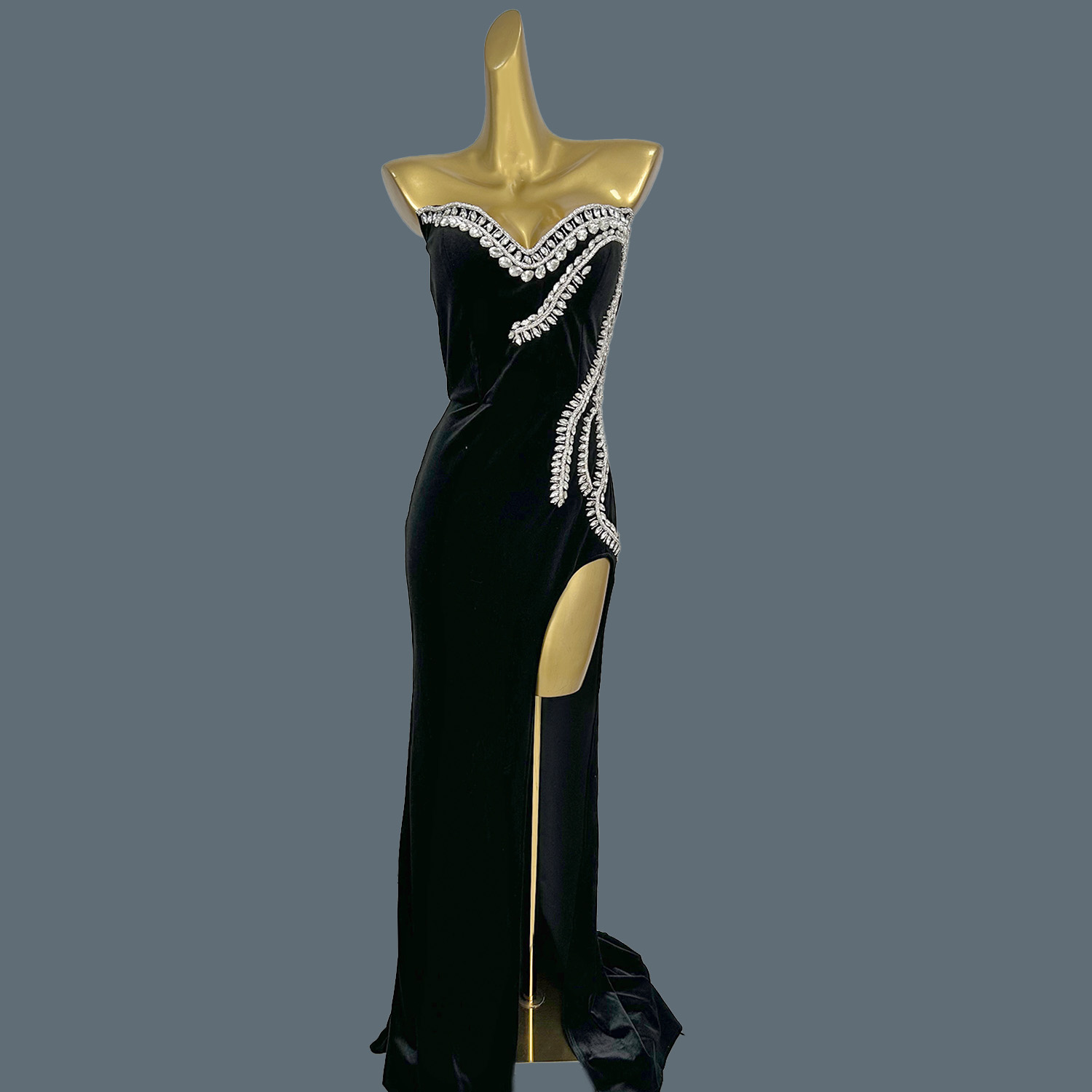 Women Formal Wear Photoshoot - Siyah Kadife Yere Kadar Elbise Lüks