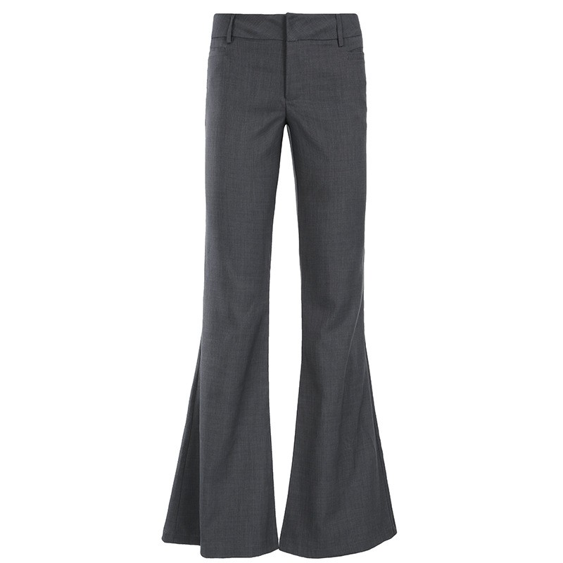 Tailored Trouser Wide - Gri Tam Boy Pantolon Mikro İspanyol
