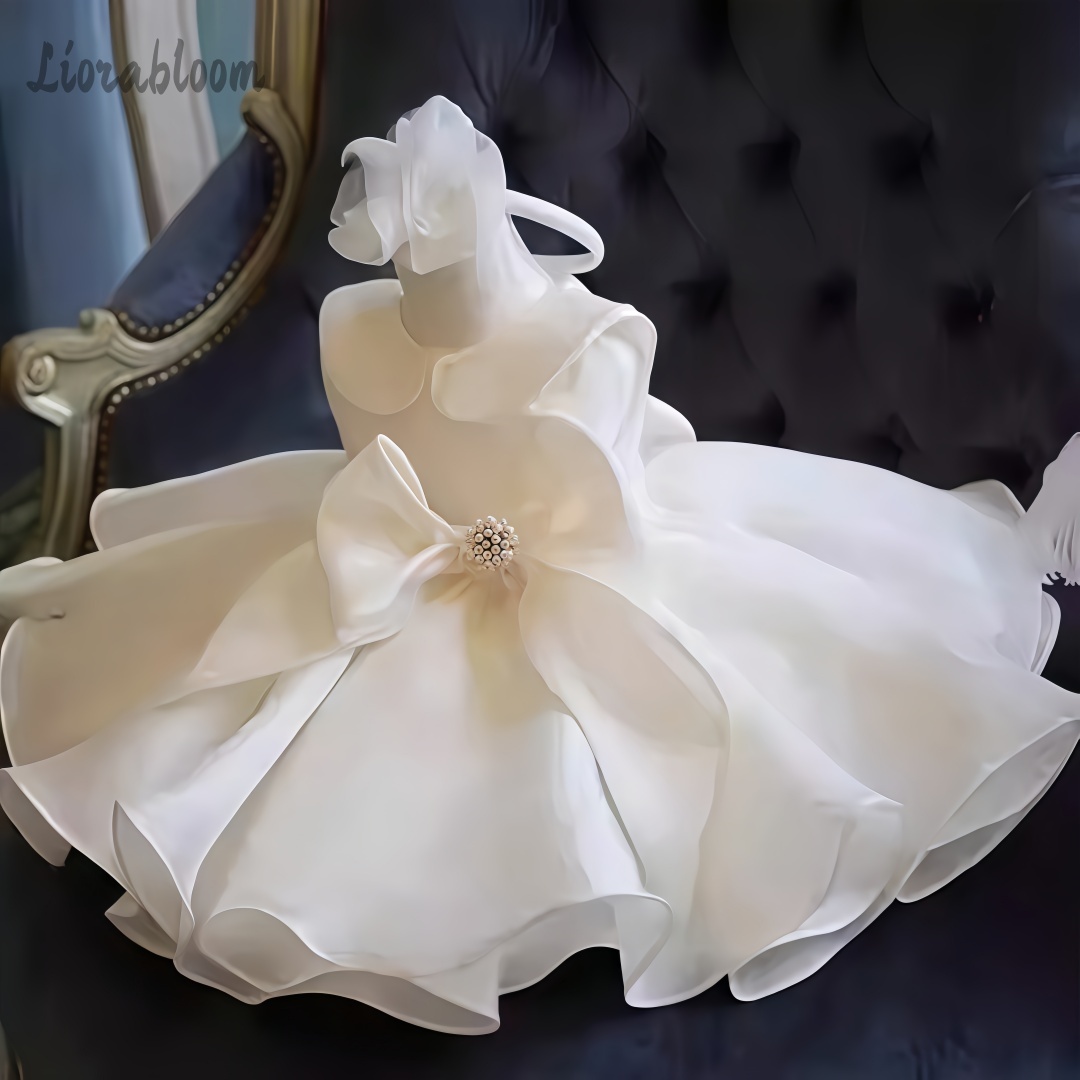 Formal Attire Woman - Beyaz İnci Süslemeli Elbise Düğün Çiçek