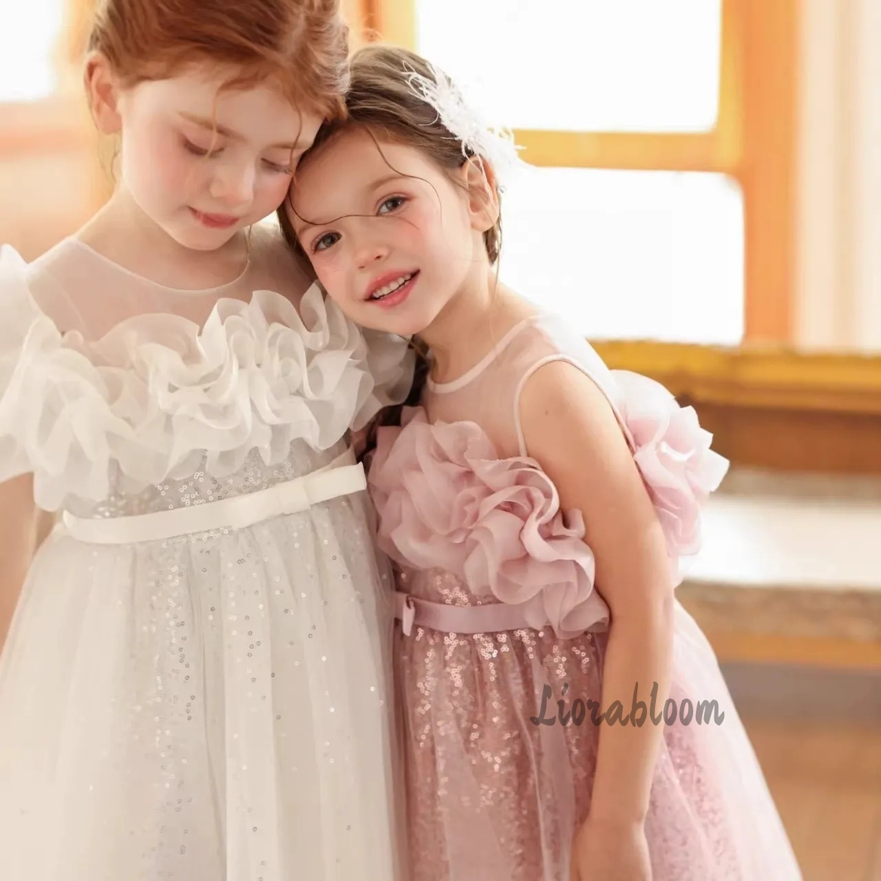 Formal Attire Woman - Kızların Pembe Dalgalı Tül Resmi Elbisesi