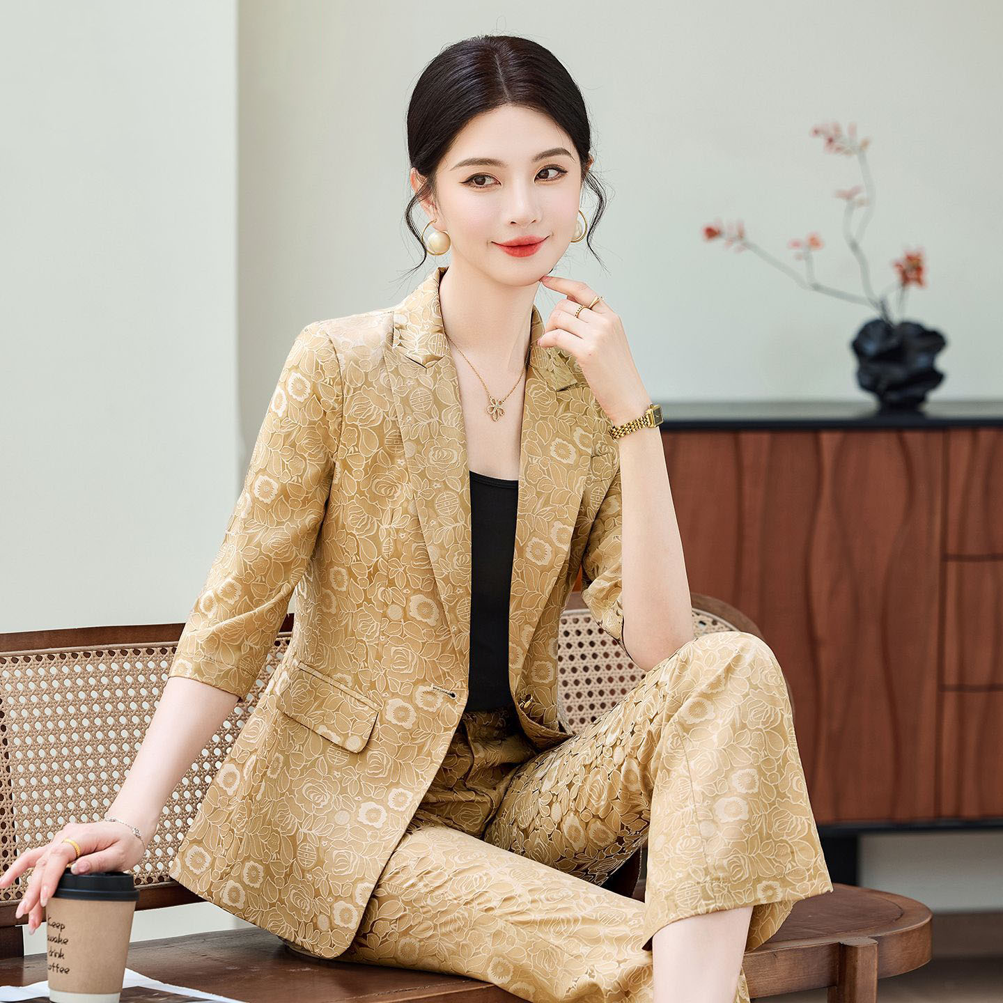 Moda Kayısı Rengi Yarım Kol Pr - Women Formal Wear Trousers incelemesi ve fiyatı