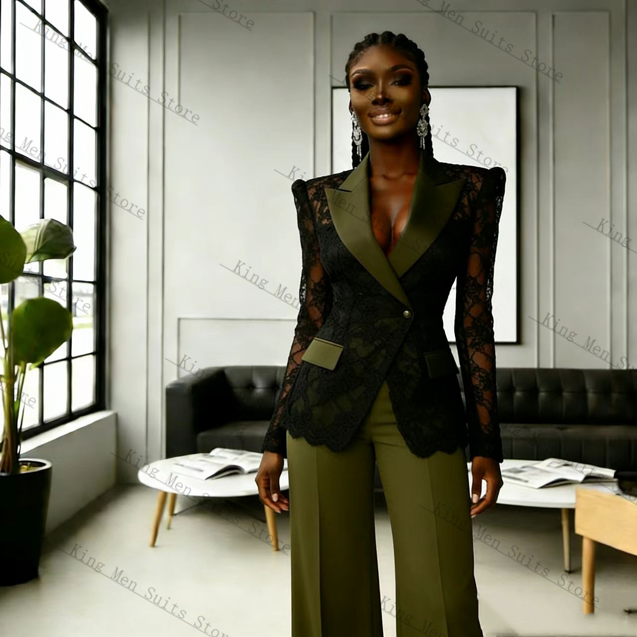 Yeşil Siyah Dantel Kadın Takım - Women Formal Wear Trousers incelemesi ve fiyatı