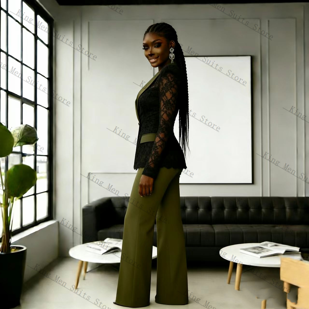 Yeşil Siyah Dantel Kadın Takım - Women Formal Wear Trousers incelemesi ve fiyatı